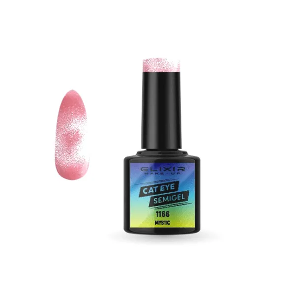 Elixir Cat Eye Effect SemiGel Ημιμόνιμο Βερνίκι Νυχιών 1166 Mystic Φυσικό Ροζ Ανοιχτό 8ml