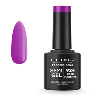 Elixir Professional Semi Gel Ημιμόνιμο Βερνίκι Νυχιών 934 Dark Magenta Μωβ Ματζέντα 8ml