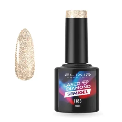Elixir Professional Semi Gel Ημιμόνιμο Βερνίκι Νυχιών Laser Diamond Effect 1183 Buff Μπεζ Χρυσό με Πολύχρωμο Glitter 8ml