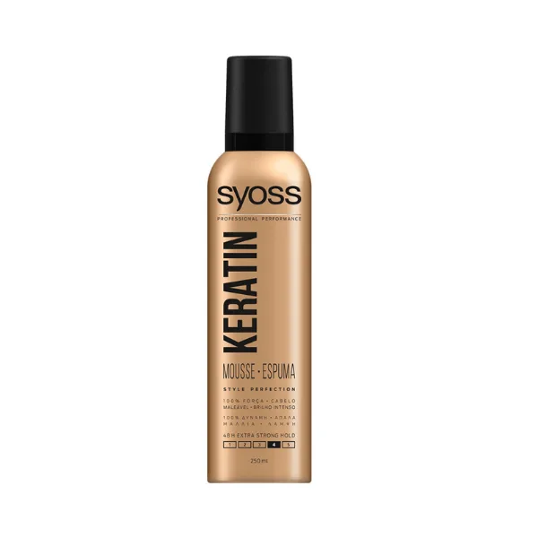 Syoss Keratin Mousse Αφρός Για Styling & Θρέψη - Προστασία Δυνατό Κράτημα Διαβάθμισης 4 ,250ml