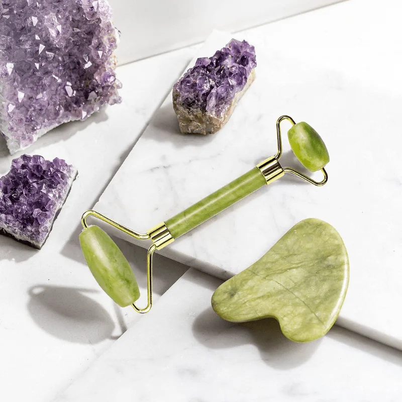 W&D Jade Facial Set Roller & Stone Περιποίησης Προσώπου Green