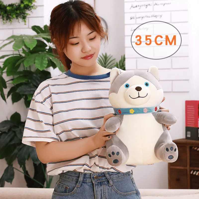 VIP Baby Dolls Stuffed Husky, Λούτρινος Σκύλος Husky Μαξιλάρι Γκρι Λευκό 35cm