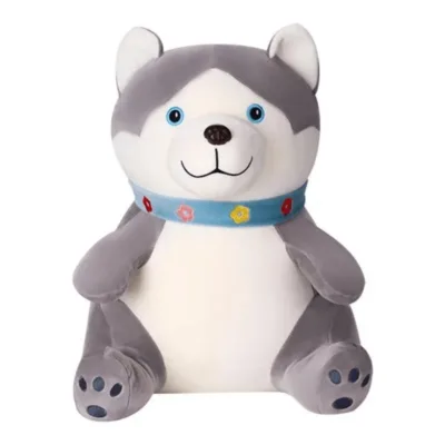 VIP Baby Dolls Stuffed Husky, Λούτρινος Σκύλος Husky Μαξιλάρι Γκρι Λευκό 35cm
