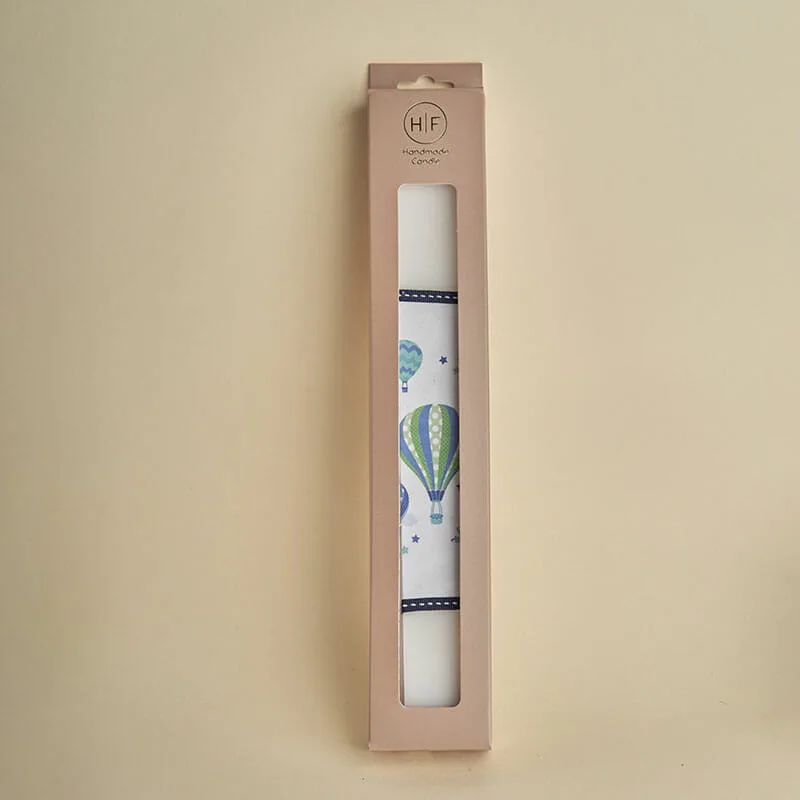 lampada-aerostato3 HF Πασχαλινή Λαμπάδα Πλακέ Με Αερόστατο Γαλάζιο 3,5 × 29 cm