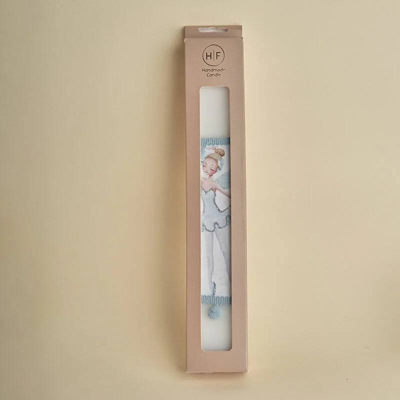 lampada-mpalarina5 HF Πασχαλινή Λαμπάδα Πλακέ Με Μπαλαρίνα Γαλάζια 3,5 × 29 cm