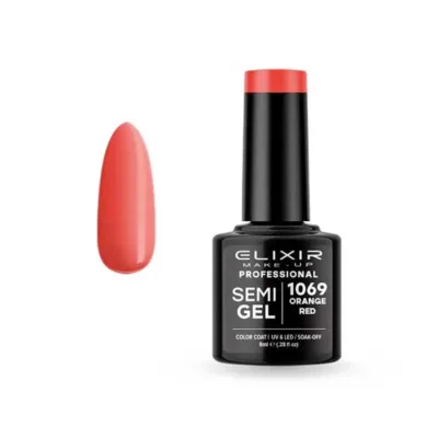 Elixir Professional Semi Gel Ημιμόνιμο Βερνίκι Νυχιών 1069 Orange Red Πορτοκαλοκόκκινο 8ml