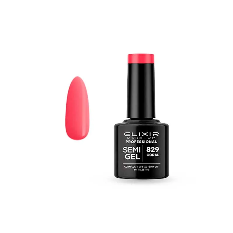 Elixir Professional Semi Gel Ημιμόνιμο Βερνίκι Νυχιών 829 Coral Κοραλί 8ml