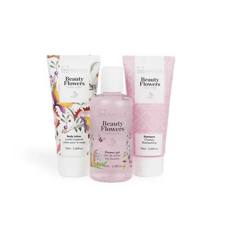IDC Beauty Flowers Bag Gift Set - 70ml Shower Gel, 70ml Shampoo, 70ml Body Lotion & Cosmetic Bag IDC Beauty Flowers Bag Gift Set - 70ml Shower Gel, 70ml Shampoo, 70ml Body Lotion & Cosmetic Bag