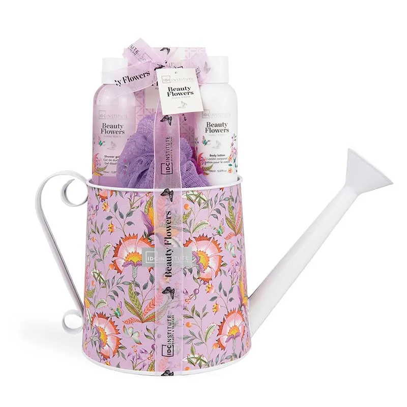 IDC Beauty Flowers Mega Watercan Gift Set - 150ml Shower Gel, 150ml Body Lotion, 250g Bath Salts & Sponge Puff