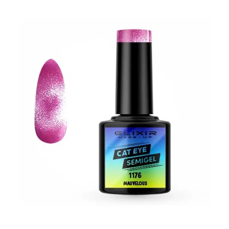 Elixir Cat Eye Effect SemiGel Ημιμόνιμο Βερνίκι Νυχιών 1176 Mauvelous Μωβ Ροζ 8ml