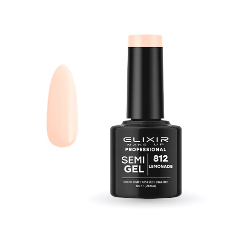 Elixir Professional Semi Gel Ημιμόνιμο Βερνίκι Νυχιών 812 Lemonade Φωτεινό Ροζ Nude 8ml