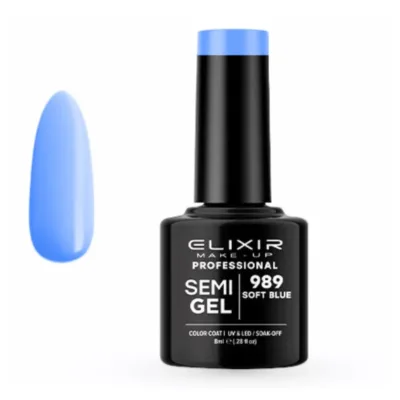 Elixir Professional Semi Gel Ημιμόνιμο Βερνίκι Νυχιών 989 Soft Blue Γαλάζιο Μπλε 8ml