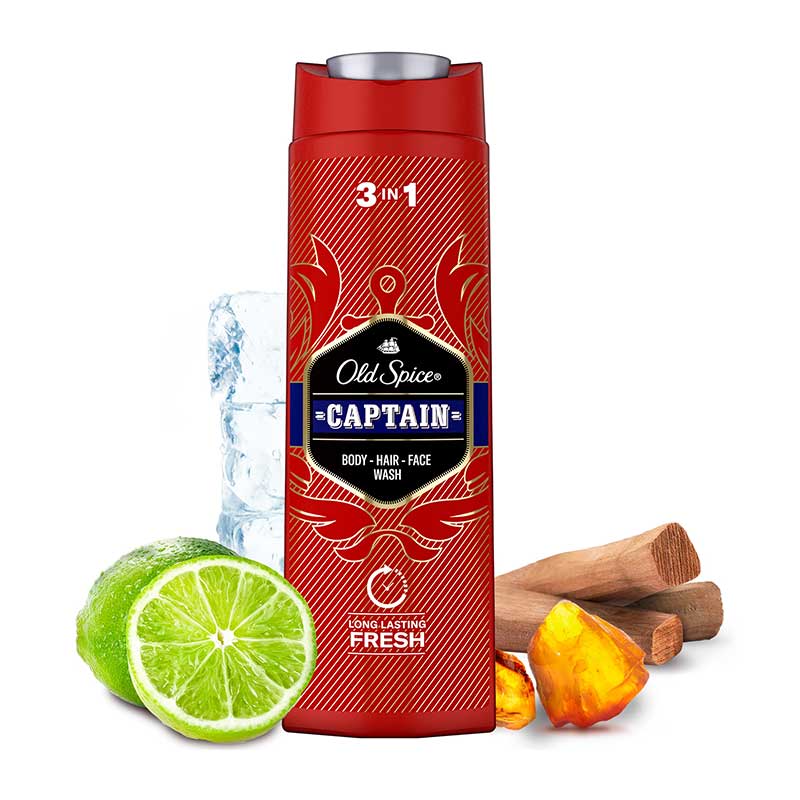 Old Spice Captain 3 in 1 Body, Hair & Face Wash 400ml Long Lasting Scent