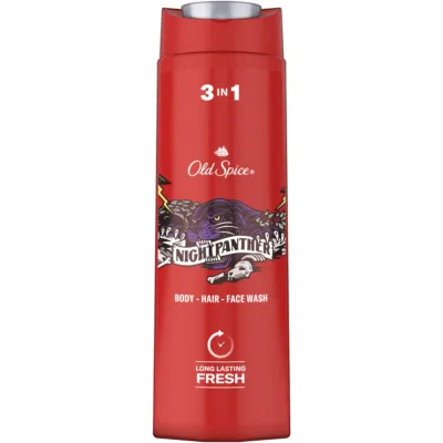 Old Spice Nightpanther 3 in 1 Body, Hair & Face Wash 400ml Long Lasting Scent