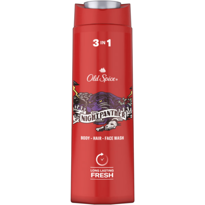 Old Spice Nightpanther 3 in 1 Body, Hair & Face Wash 400ml Long Lasting Scent