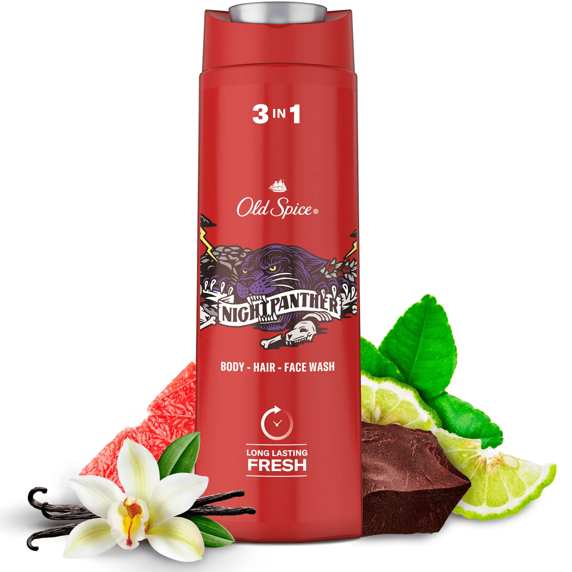 Old Spice Nightpanther 3 in 1 Body, Hair & Face Wash 400ml Long Lasting Scent