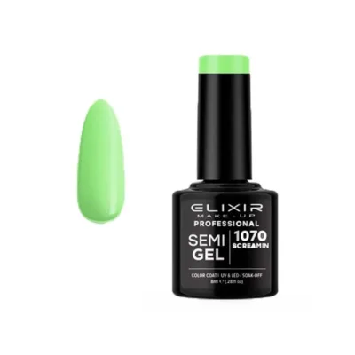 Elixir Professional Semi Gel Ημιμόνιμο Βερνίκι Νυχιών 1070 Screamin Πράσινο που Κιτρινίζει 8ml