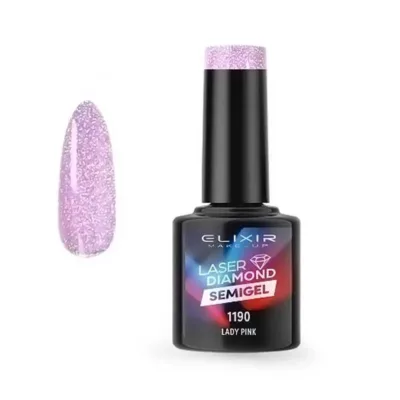 Elixir Professional Semi Gel - Ημιμόνιμο Βερνίκι Νυχιών Diamond Effect 1190 Lady Pink
