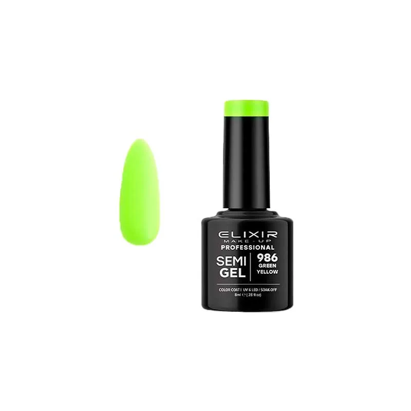 Elixir Professional Semi Gel Ημιμόνιμο Βερνίκι Νυχιών 986 Green Yellow