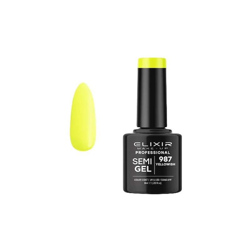 Elixir Professional Semi Gel Ημιμόνιμο Βερνίκι Νυχιών 987 Yellowish Κίτρινο Πράσινο Φωσφορούχο 8ml