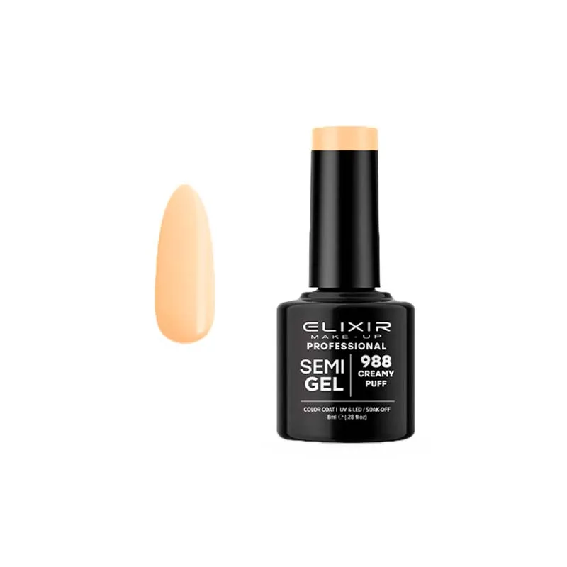 Elixir Professional Semi Gel Ημιμόνιμο Βερνίκι Νυχιών 988 Creamy Puff Κίτρινο Πορτοκαλί Κρέμα 8ml