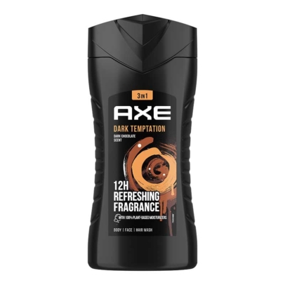 Axe Dark Temptation 3 in 1 Body, Face & Hair Wash 12H Long Lasting Fragrance 400ml