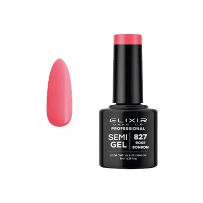 Elixir Professional Semi Gel Ημιμόνιμο Βερνίκι Νυχιών 827 Rose Bonbon Ροζ Ζαχαρωτού Έντονο 8ml