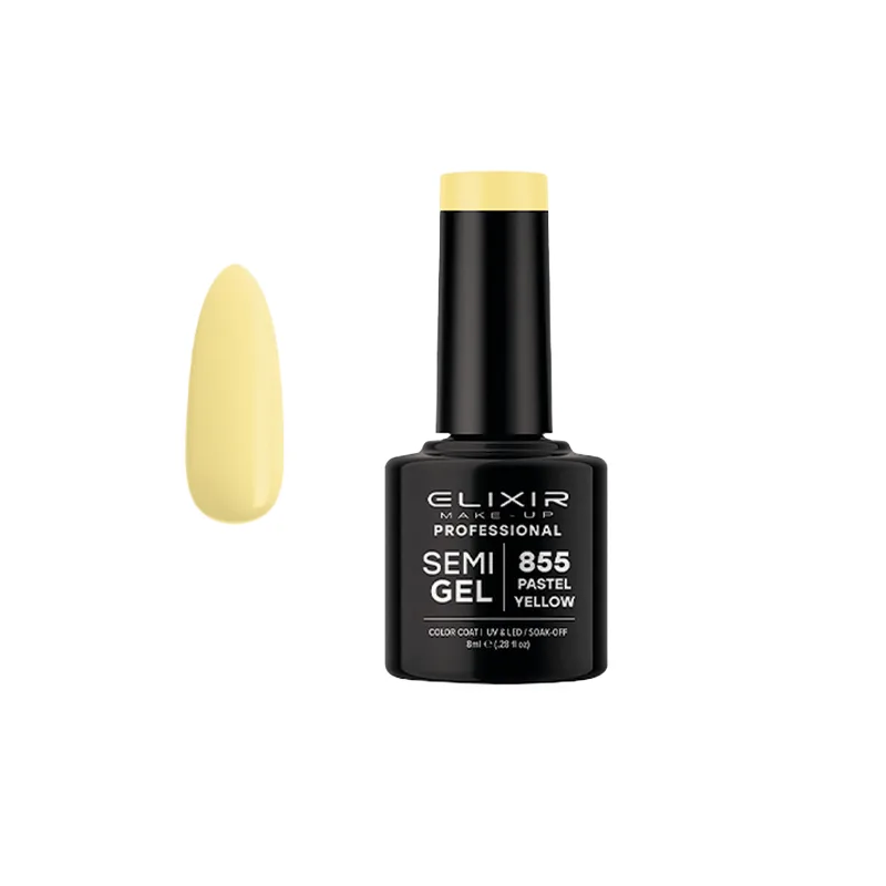 Elixir Professional Semi Gel Ημιμόνιμο Βερνίκι Νυχιών 855 Pastel Yellow Κίτρινο Παστέλ 8ml