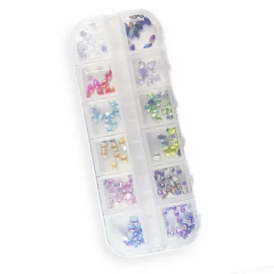 WD Διακοσμητικά Κρυσταλλλο Στρας Νυχιών 12 χρώματα Διάφορα Σχέδια