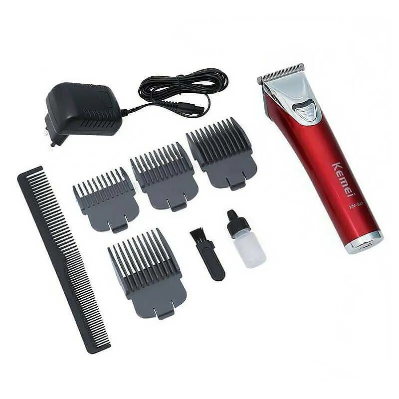 Kemei Επαγγελματική Επαναφορτιζόμενη Κουρευτική Μηχανή Κόκκινη KM-841