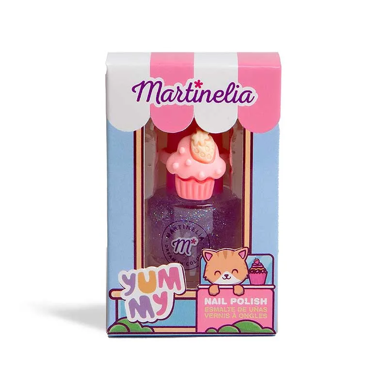 Martinelia Yummy Nail Polish Set Βερνίκι Νυχιών 5ml Μωβ Ημιδιάφανο με Γκλίτερ & Δαχτυλίδι Cupcake