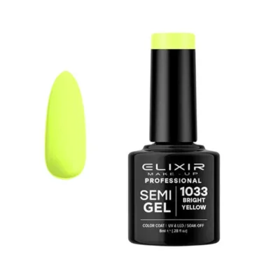 Elixir Professional Semi Gel Ημιμόνιμο Βερνίκι Νυχιών 1033 Bright Yellow Λαχανί προς Κίτρινο 8ml