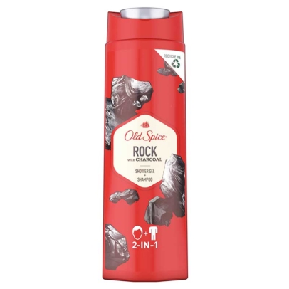 Old Spice Rock Shower Gel + Shampoo 400ml with Charcoal