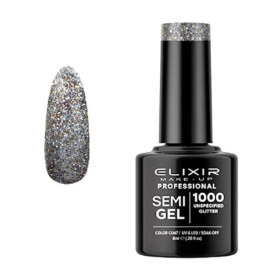 Elixir Professional Semi Gel Ημιμόνιμο Βερνίκι Νυχιών 1000 Unspecified Glitter Γραφίτης Με Πολύχρωμο Shimmer 8ml