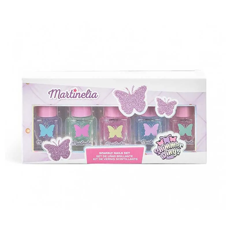 Martinelia Shimmer Wings Glittered Nail Polishes Παιδικό Σετ Βερνίκια Γκλίτερ 5 x 5ml