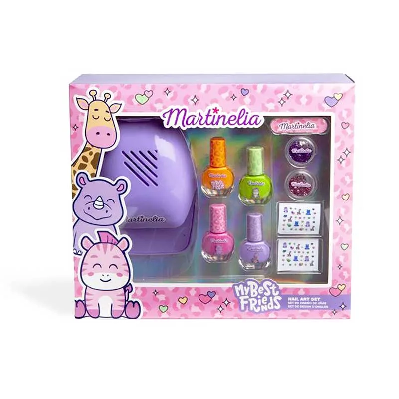 Martinelia My Best Friends Nail Art Set Βερνίκια 4 x 4ml, Glitter Dust 2 x 2gr, Αυτοκόλλητα, Λίμα & Συσκευή Στεγνώματος Νυχιών