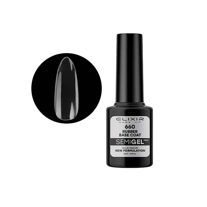 Elixir Professional Semi Gel 660 Rubber Base Coat για Ημιμόνιμο Βερνίκι Νυχιών 5ml