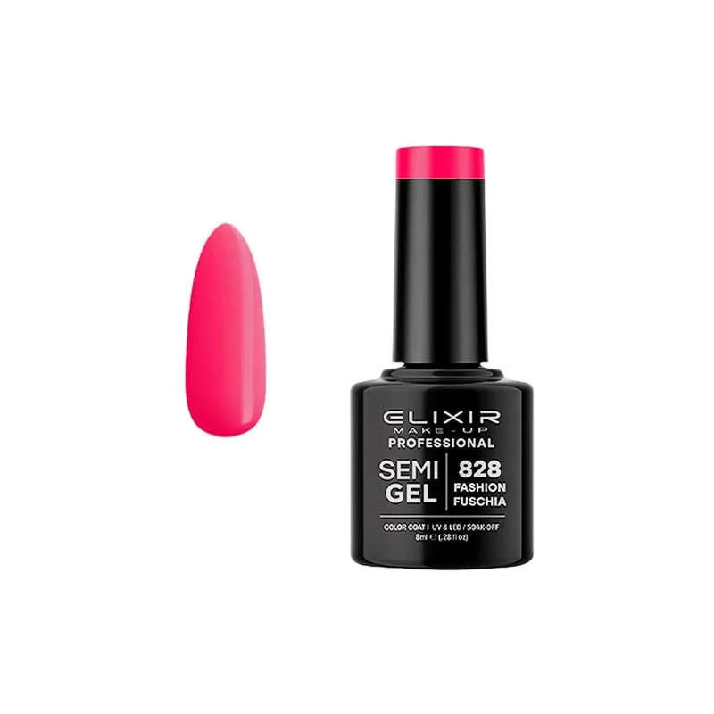Elixir Professional Semi Gel Ημιμόνιμο Βερνίκι Νυχιών 828 Fashion Fuschia Ροζ Φούξια 8ml