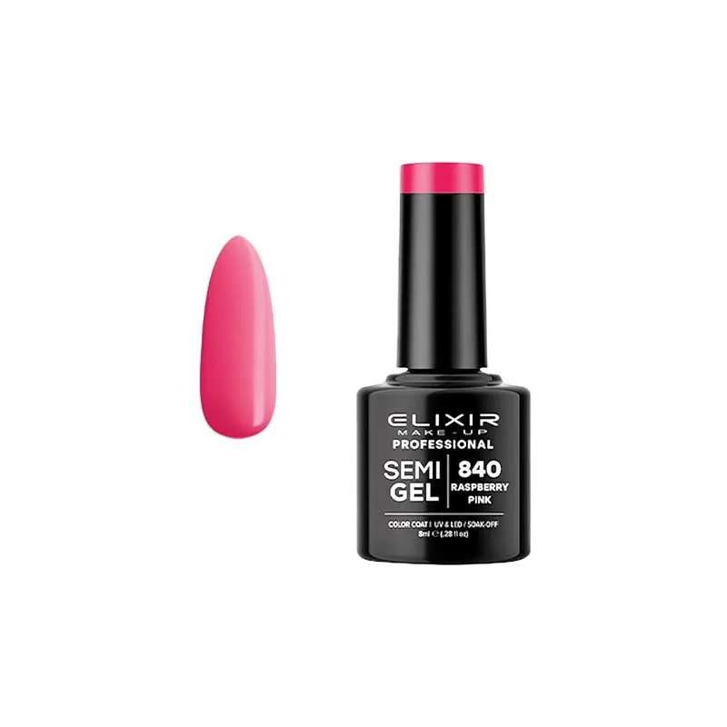 Elixir Professional Semi Gel Ημιμόνιμο Βερνίκι Νυχιών 840 Raspberry Pink