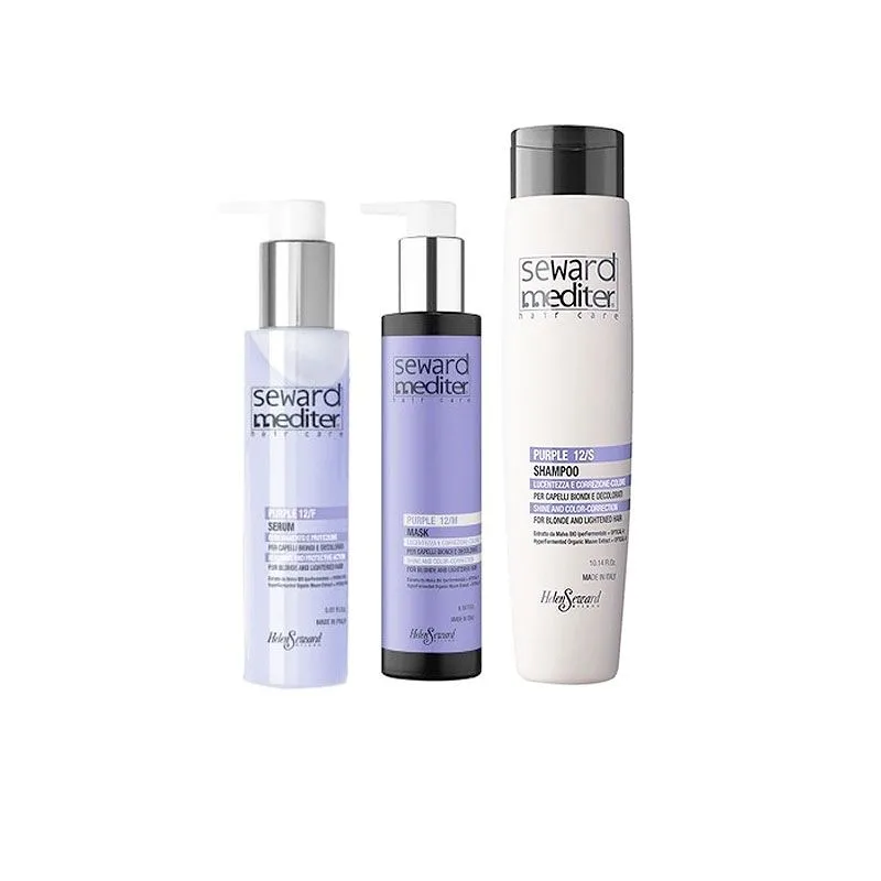 Helen Seward Mediter Purple Σετ Σαμπουάν, Μάσκα & Ορός Εξουδετέρωσης Κίτρινων Τόνων, Αναζωογόνησης & Προστασίας 300ml, 200ml & 150ml
