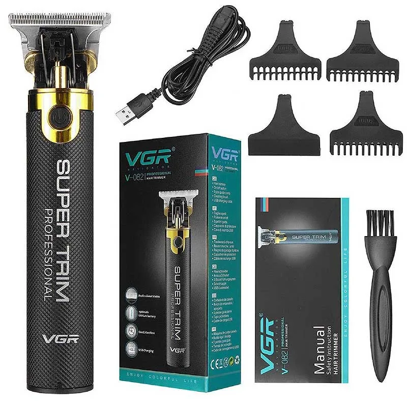 VGR Hair Trimmer V-082 Επαναφορτιζόμενη Κουρευτική Μηχανή Μαύρη