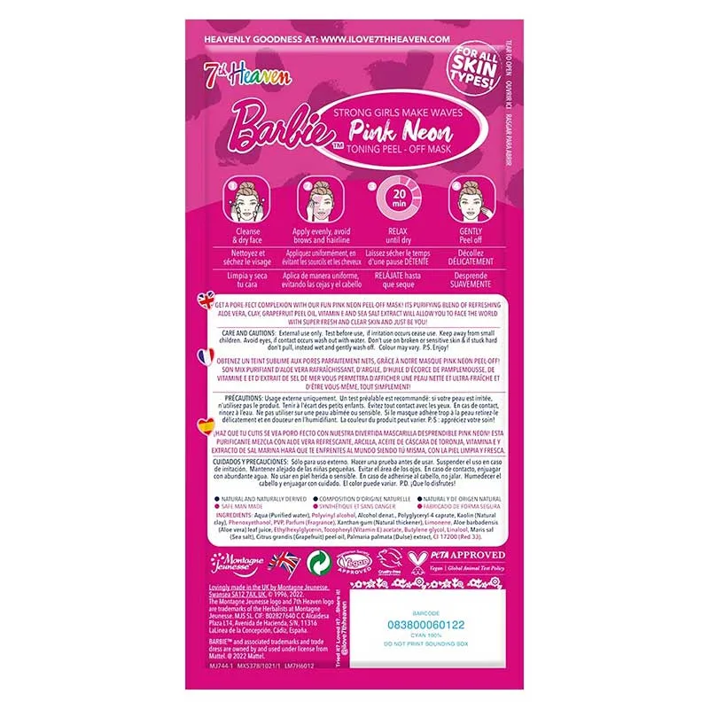 7th Heaven Youth Series Barbie Pink Neon - Μάσκα Προσώπου για Ενυδάτωση 10ml