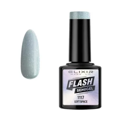 Elixir Professional Semi Gel Ημιμόνιμο Βερνίκι Νυχιών Flash Effect 1117 Loft Space Απαλό Γαλαζογκρί Γκλίτερ Εφέ Flash 8ml