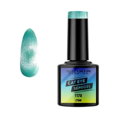 Elixir Cat Eye Effect SemiGel Ημιμόνιμο Βερνίκι Νυχιών 1178 Cyan Γαλαζοπράσινο Γοργονέ 8ml