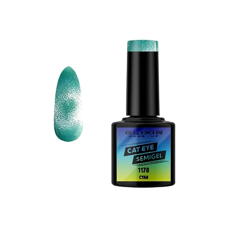 Elixir Cat Eye Effect SemiGel Ημιμόνιμο Βερνίκι Νυχιών 1178 Cyan Γαλαζοπράσινο Γοργονέ 8ml