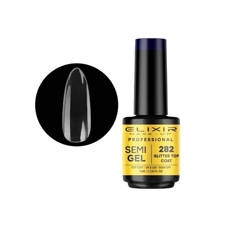 Elixir Professional Semi Gel 282 Glitter Top Coat για Ημιμόνιμο Βερνίκι Νυχιών 15ml