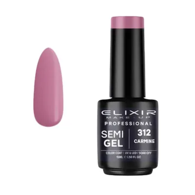 Elixir Professional Semi Gel Ημιμόνιμο Βερνίκι Νυχιών 312 Carmine Ροζ Καφέ Ζωηρό 15ml