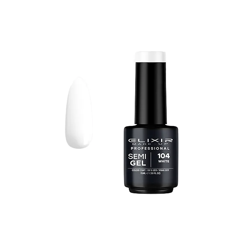 Elixir Professional Semi Gel Ημιμόνιμο Βερνίκι Νυχιών 104 White Λευκό Ασβέστης 15ml