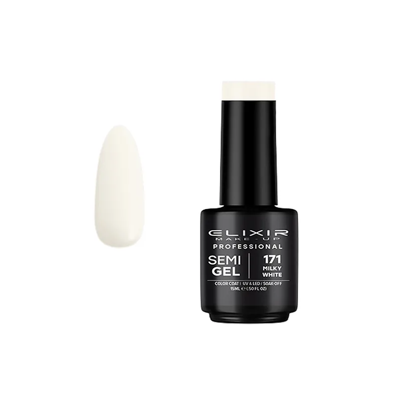 Elixir Professional Semi Gel Ημιμόνιμο Βερνίκι Νυχιών 171 Milky White Λευκό Γαλακτερό 15ml