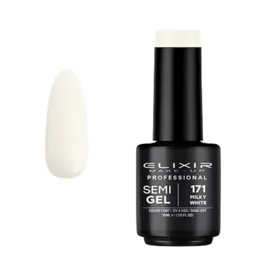 Elixir Professional Semi Gel Ημιμόνιμο Βερνίκι Νυχιών 171 Milky White Λευκό Γαλακτερό 15ml